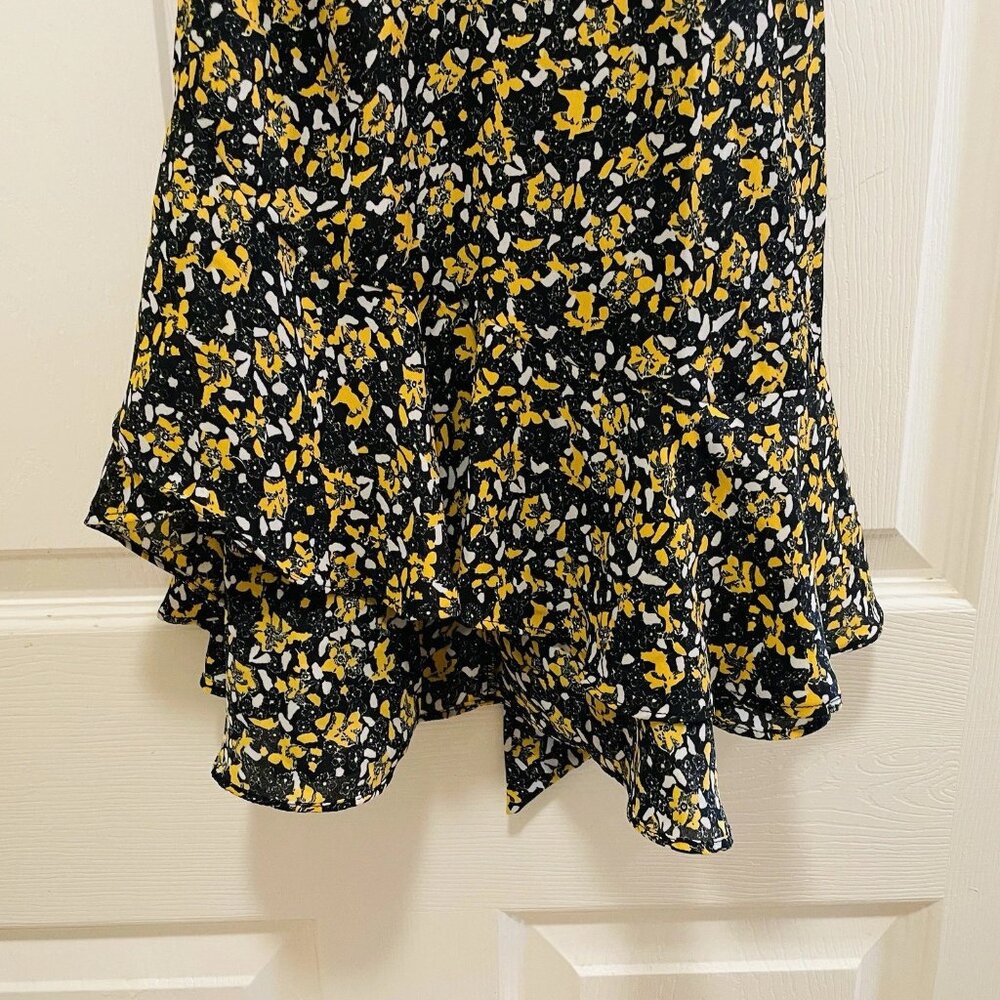 TOPSHOP Yellow & Black "Idol Ditsy" Flutter Sleeve Vneck Mini Tea Dress … - Picture 7 of 9